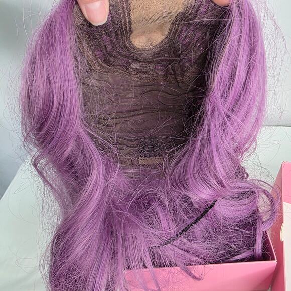 Long Purple Wavy Wig for Women 26 " Middle Part Synthetic Heat Resistant Fiber - Picture 5 of 11